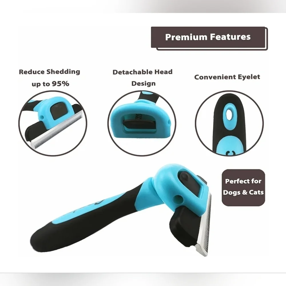 Gonicc NIP Blue Professional 4in Stainless Steel DeShedding Pet Comb Tool